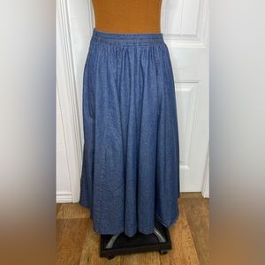 King Fashions Vintage Denim Elastic Waist Maxi Jean Denim Skirt Size 32